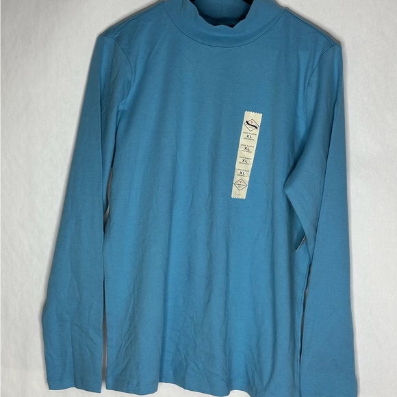 NWT St. John’s Bay Essential Mockneck Heritage Blue Size XL Normcore Classic - Picture 2 of 9